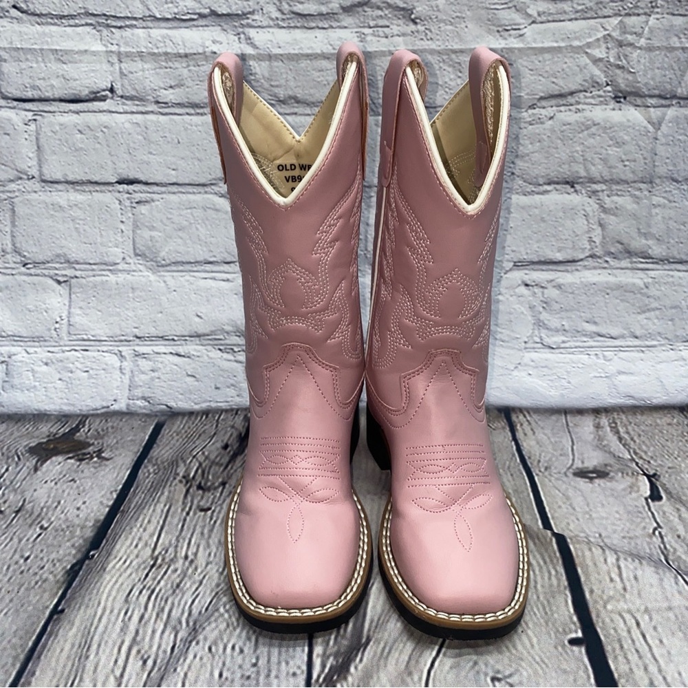 OLD WEST Girls Square Toe Leatherette Little Kid Size 9.0 Cowboy Boot